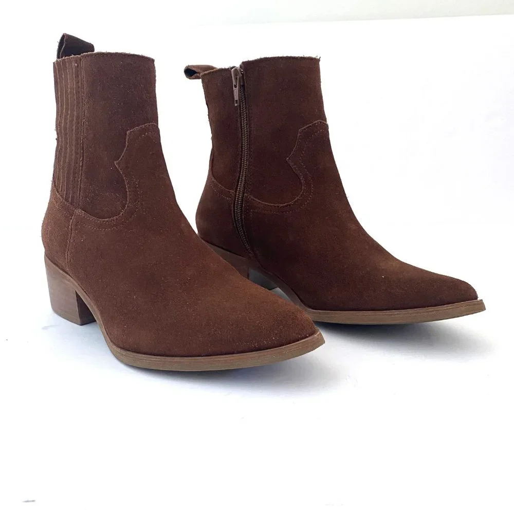 Steven by Steve Madden Brown Wayland Western Suede Boots - Picture 7 of 16